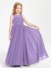 Robes Longues de Demoiselle d'Honneur Junior Haut en Dentelle Illusion Tahiti
