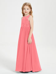 Robes Longues de Demoiselle d'Honneur Junior Haut en Dentelle Illusion Pastèque