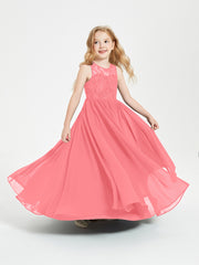 Robes Longues de Demoiselle d'Honneur Junior Haut en Dentelle Illusion Pastèque