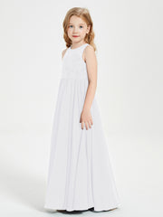 Robes Longues de Demoiselle d'Honneur Junior Haut en Dentelle Illusion Blanc