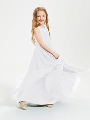 Robes Longues de Demoiselle d'Honneur Junior Haut en Dentelle Illusion Blanc
