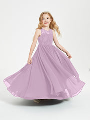 Robes Longues de Demoiselle d'Honneur Junior Haut en Dentelle Illusion Glycine