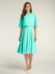 Scoop Col Flotter Manches Court Mousseline Robes Spa