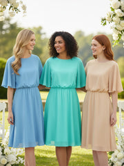 Scoop Col Flotter Manches Court Mousseline Robes Spa