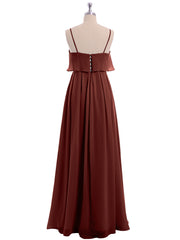 Spaghetti Bretelle Mousseline Robe Avec Cascade Jupe terracotta