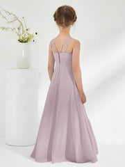 Robes de Demoiselle d'Honneur Junior à Encolure Bateau avec Ceinture Crépuscule