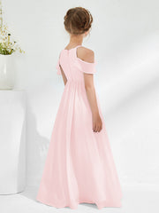 Robes de Demoiselle d'Honneur Junior Froncées à Hors de l'Épaule Rose Pâle
