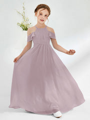 Robes de Demoiselle d'Honneur Junior Froncées à Hors de l'Épaule Crépuscule