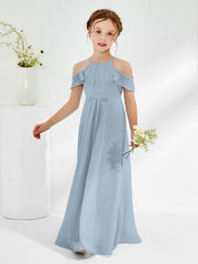 Robes de Demoiselle d'Honneur Junior Froncées à Hors de l'Épaule Bleu Poudré