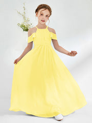 Robes de Demoiselle d'Honneur Junior Froncées à Hors de l'Épaule Citron