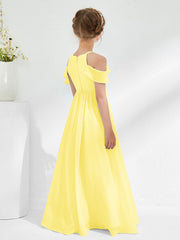 Robes de Demoiselle d'Honneur Junior Froncées à Hors de l'Épaule Citron