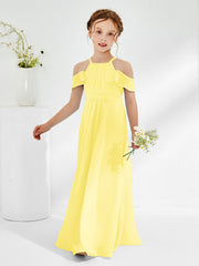 Robes de Demoiselle d'Honneur Junior Froncées à Hors de l'Épaule Citron