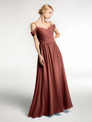 Mousseline Robe Demoiselle d'honneur avec Bustier Plissé terracotta