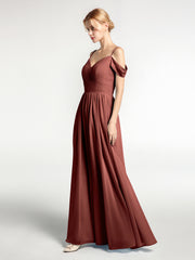 Mousseline Robe Demoiselle d'honneur avec Bustier Plissé terracotta