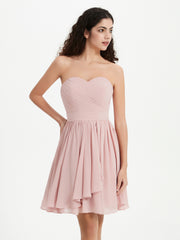 Sans Bretelles Col en Cœur Mini Robes Rose Poudré
