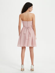 Sans Bretelles Col en Cœur Mini Robes Rose Poudré
