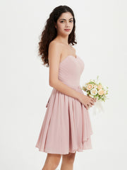 Sans Bretelles Col en Cœur Mini Robes Rose Poudré