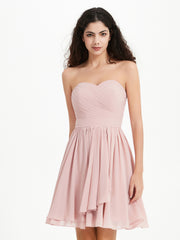 Sans Bretelles Col en Cœur Mini Robes Rose Poudré Grande Taille