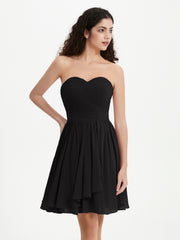Sans Bretelles Col en Cœur Mini Robes Noir Grande Taille