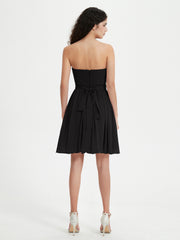 Sans Bretelles Col en Cœur Mini Robes Noir Grande Taille