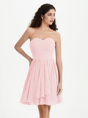 Sans Bretelles Col en Cœur Mini Robes Rose Pâle Grande Taille