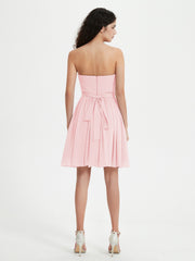 Sans Bretelles Col en Cœur Mini Robes Rose Pâle Grande Taille
