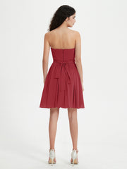 Sans Bretelles Col en Cœur Mini Robes Bordeaux Grande Taille