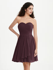 Sans Bretelles Col en Cœur Mini Robes Cabernet Grande Taille