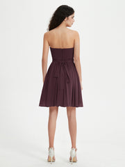 Sans Bretelles Col en Cœur Mini Robes Cabernet