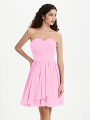 Sans Bretelles Col en Cœur Mini Robes Rose Bonbon