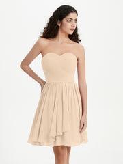 Sans Bretelles Col en Cœur Mini Robes Champagne Grande Taille