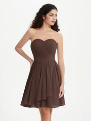 Sans Bretelles Col en Cœur Mini Robes Chocolat Grande Taille