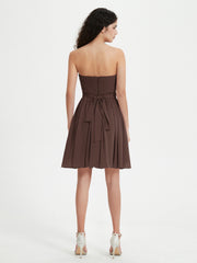 Sans Bretelles Col en Cœur Mini Robes Chocolat