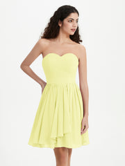 Sans Bretelles Col en Cœur Mini Robes Jonquille Grande Taille
