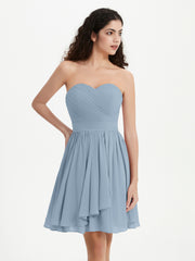 Sans Bretelles Col en Cœur Mini Robes Bleu Poudré Grande Taille