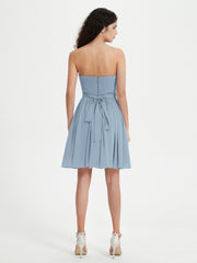 Sans Bretelles Col en Cœur Mini Robes Bleu Poudré Grande Taille