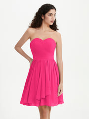 Sans Bretelles Col en Cœur Mini Robes Fuchsia Grande Taille