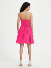 Sans Bretelles Col en Cœur Mini Robes Fuchsia Grande Taille