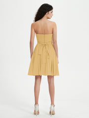 Sans Bretelles Col en Cœur Mini Robes Or Grande Taille
