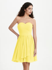 Sans Bretelles Col en Cœur Mini Robes Citron Grande Taille