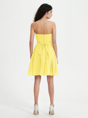 Sans Bretelles Col en Cœur Mini Robes Citron Grande Taille