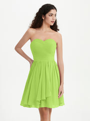 Sans Bretelles Col en Cœur Mini Robes Vert Citron