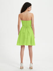 Sans Bretelles Col en Cœur Mini Robes Vert Citron