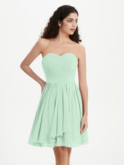 Sans Bretelles Col en Cœur Mini Robes Vert Menthe Grande Taille