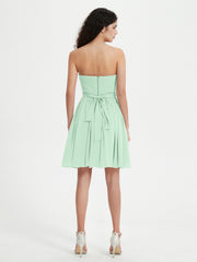 Sans Bretelles Col en Cœur Mini Robes Vert Menthe Grande Taille