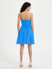 Sans Bretelles Col en Cœur Mini Robes Bleu Océan Grande Taille