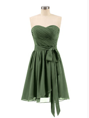 Sans Bretelles Col en Cœur Mini Robes Olive Verte