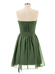 Sans Bretelles Col en Cœur Mini Robes Olive Verte