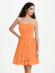 Sans Bretelles Col en Cœur Mini Robes Orange