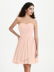 Sans Bretelles Col en Cœur Mini Robes Rose Perle